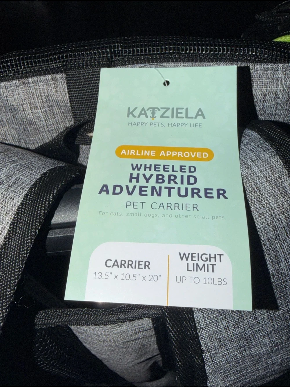 Gray and Neon Yellow Rolling Pet Travel Bag